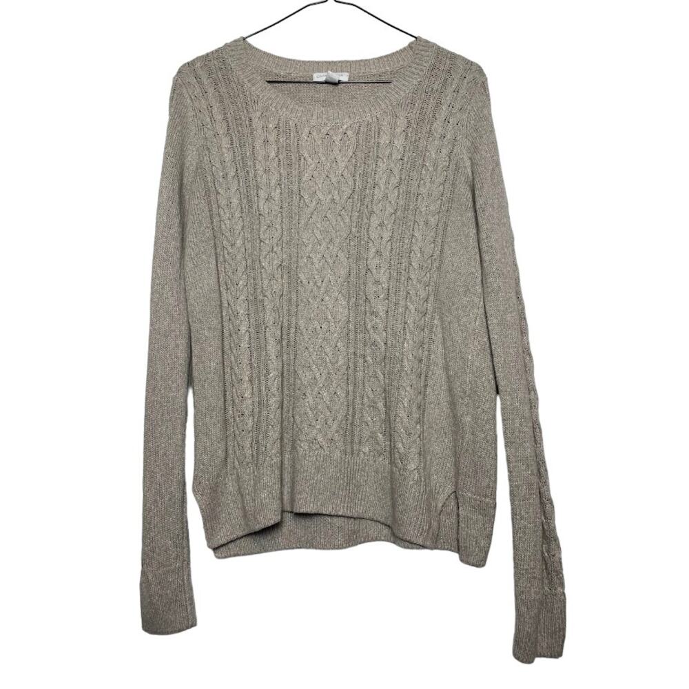 Beige Cable Knit Sweater Womens‎ Size Small Tan Pullover Long Sleeve Cozy Top